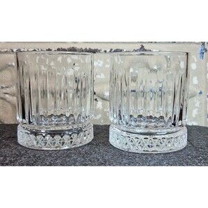 Pair of Grand Marnier Lowball Whiskey Rocks Bourbon Glasses Diamond Cut